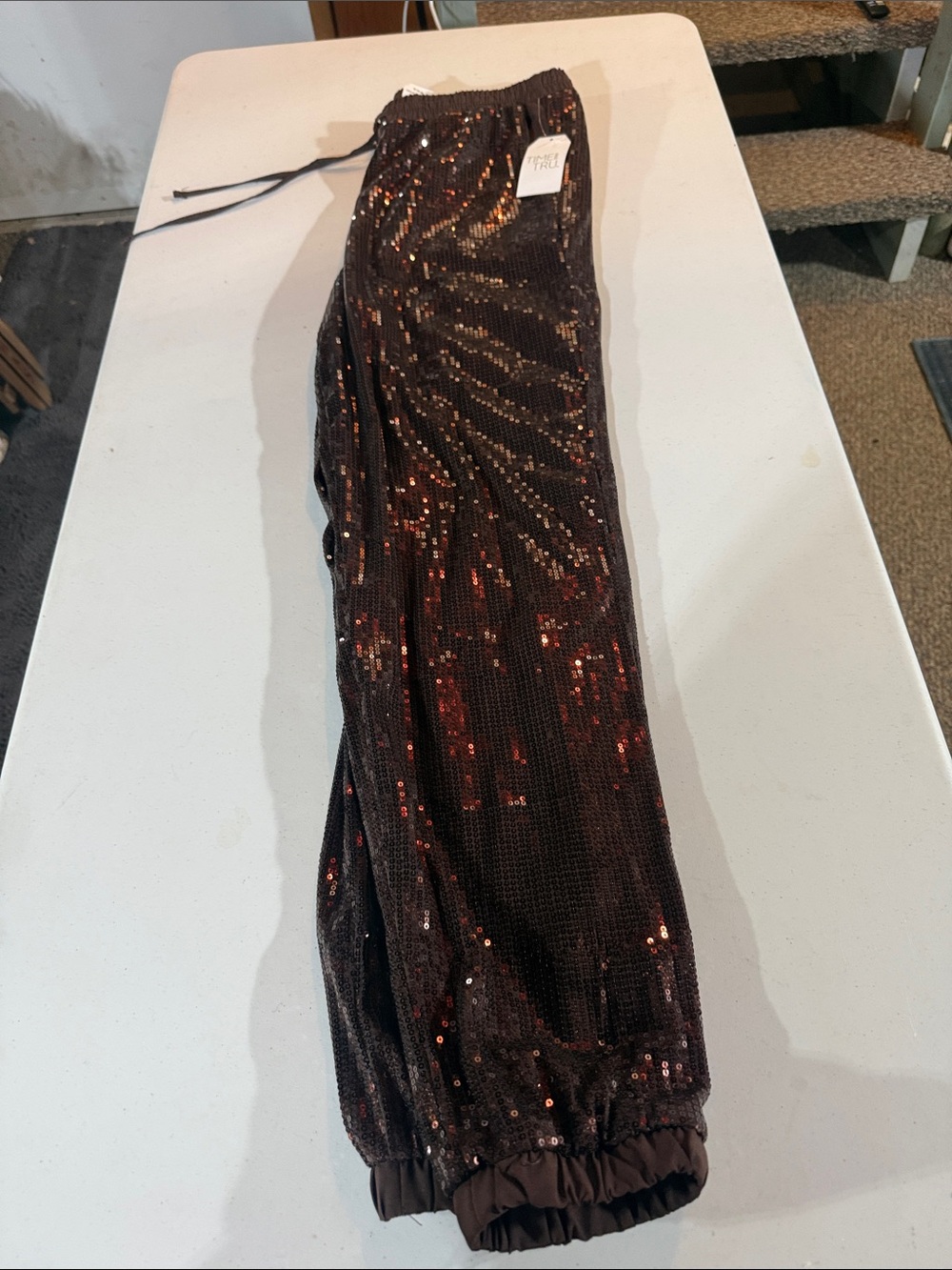 Time and Tru Brown Sequin Jogger Pants